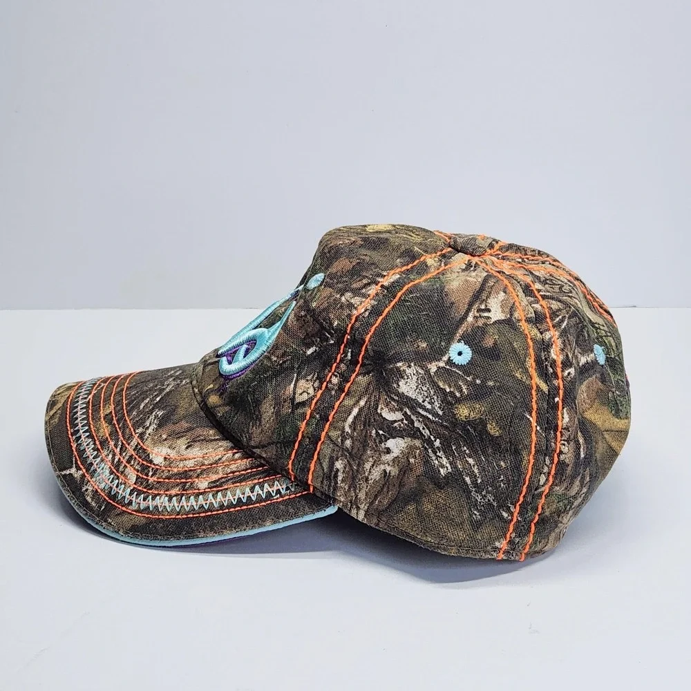 Realtree Hat Cap Snap Back Brown Camo Embroidered Logo Hunting Womens Adjustable